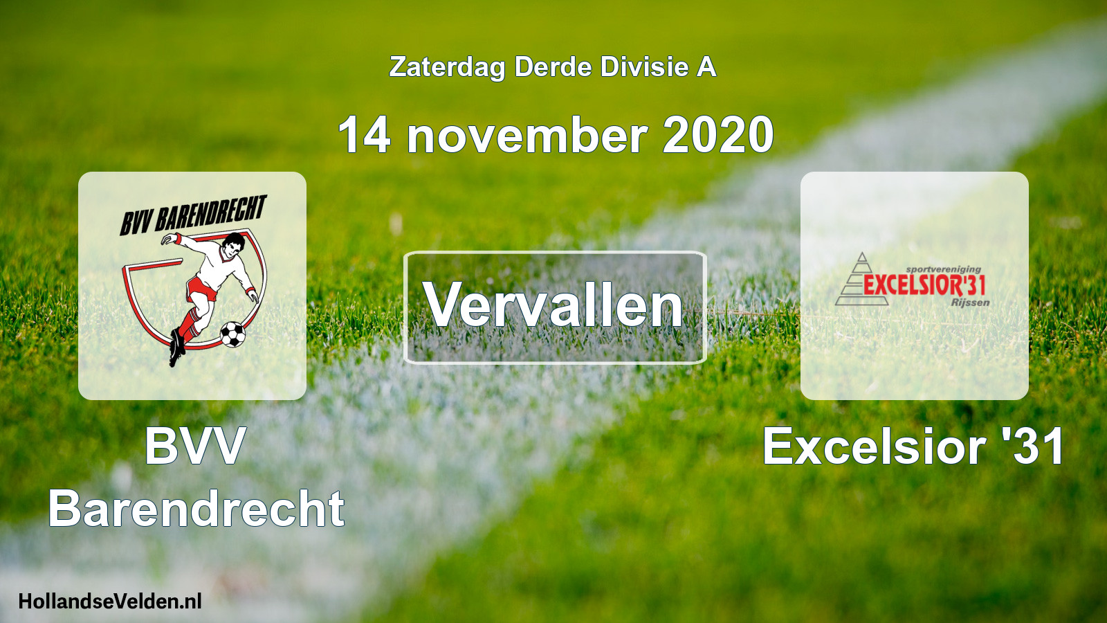 Scheduled Match: BVV Barendrecht - Excelsior '31 (14 November 2020)