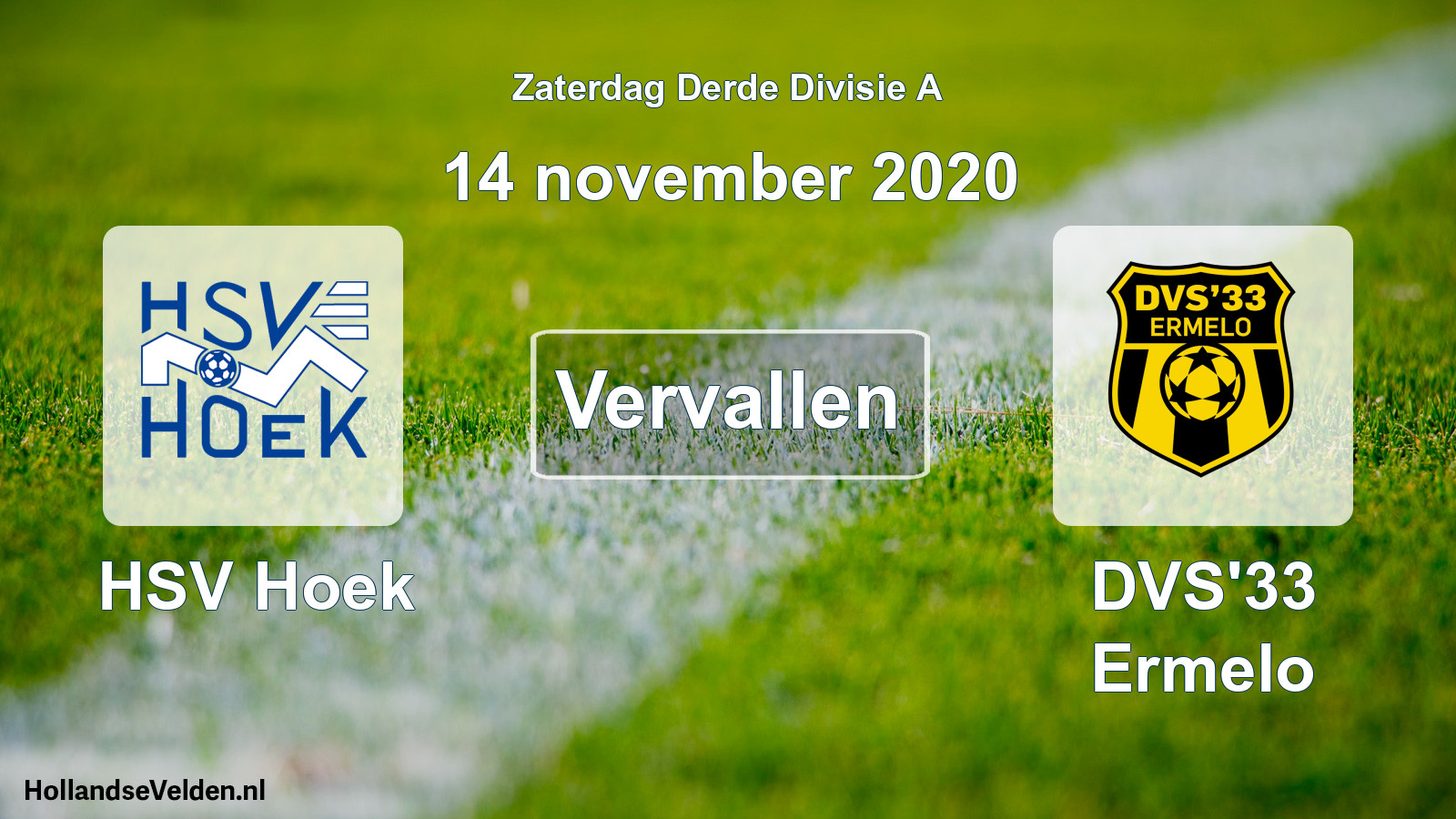 Scheduled Match: HSV Hoek - DVS'33 Ermelo (14 November 2020)