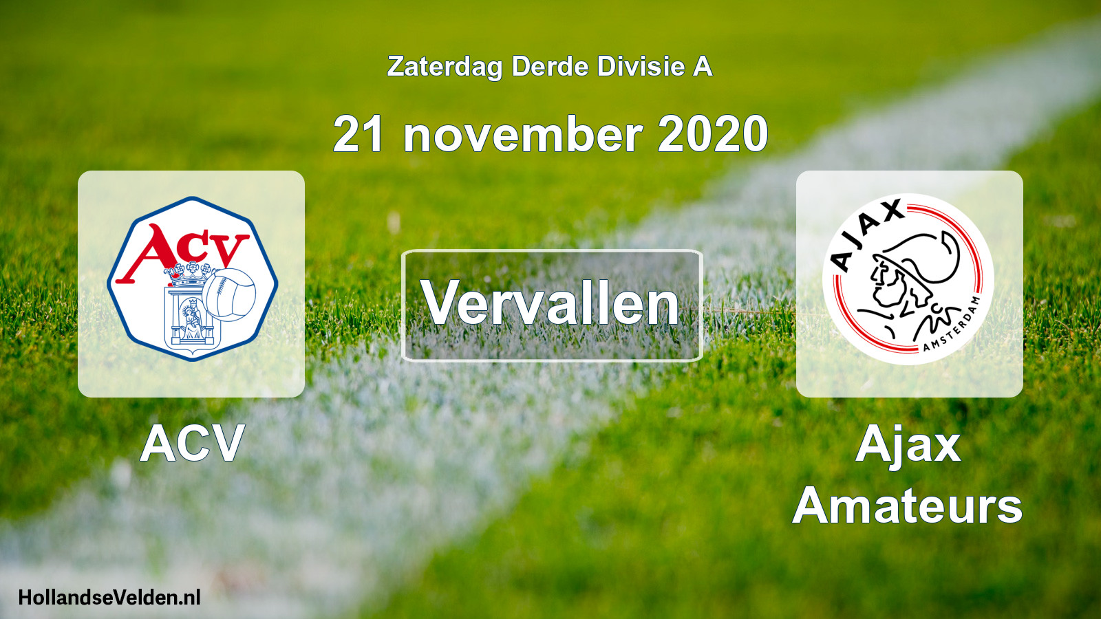 Scheduled Match: ACV - Ajax Amateurs (21 November 2020)