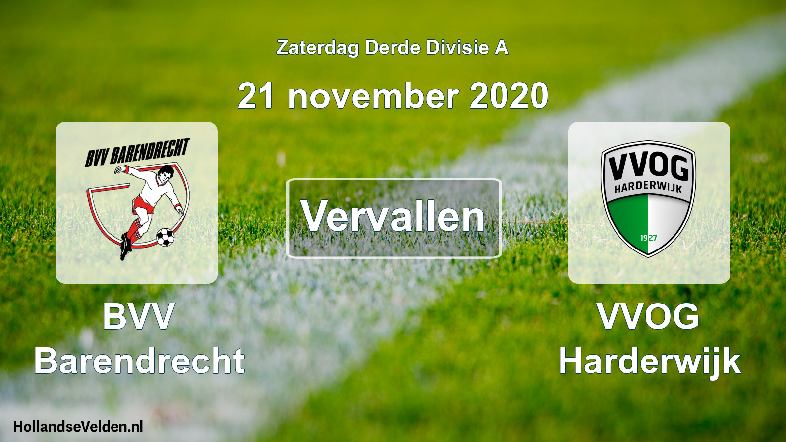 Scheduled Match: BVV Barendrecht - VVOG Harderwijk (21 November 2020)