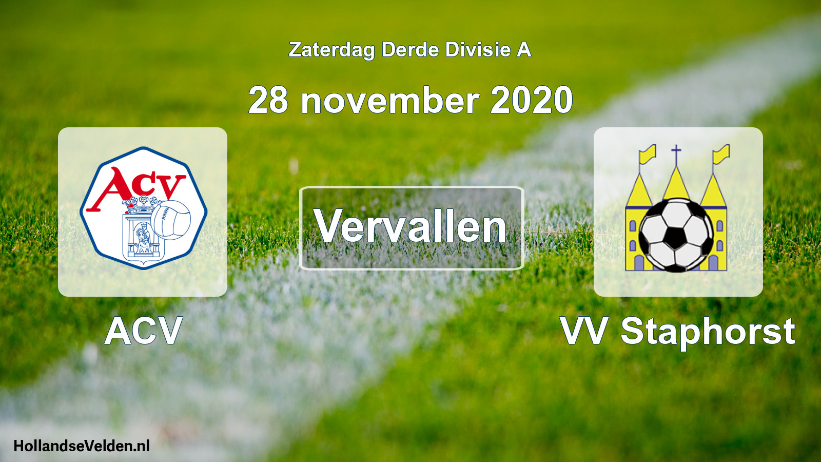 Scheduled Match: ACV - VV Staphorst (28 November 2020)