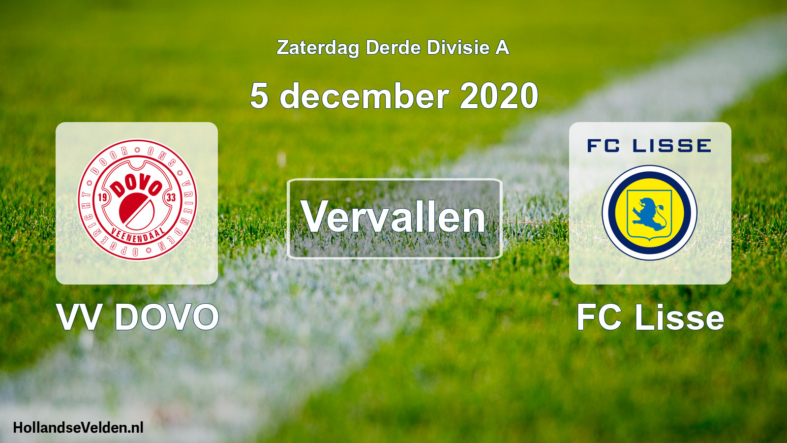 Scheduled Match: VV DOVO - FC Lisse (5 December 2020)