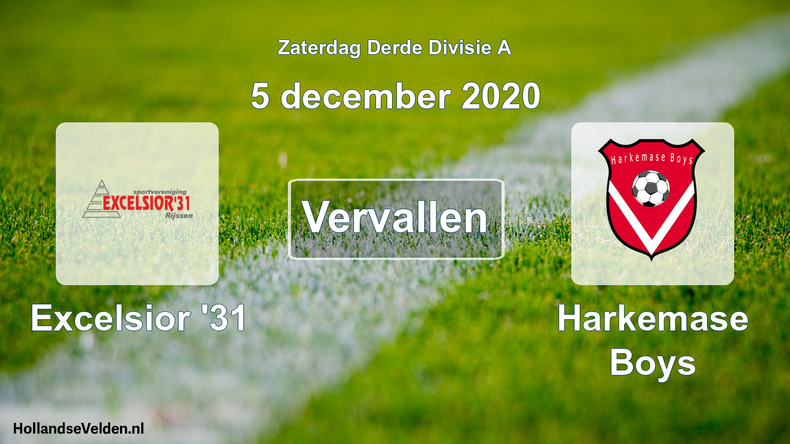 Scheduled Match: Excelsior '31 - Harkemase Boys (5 December 2020)