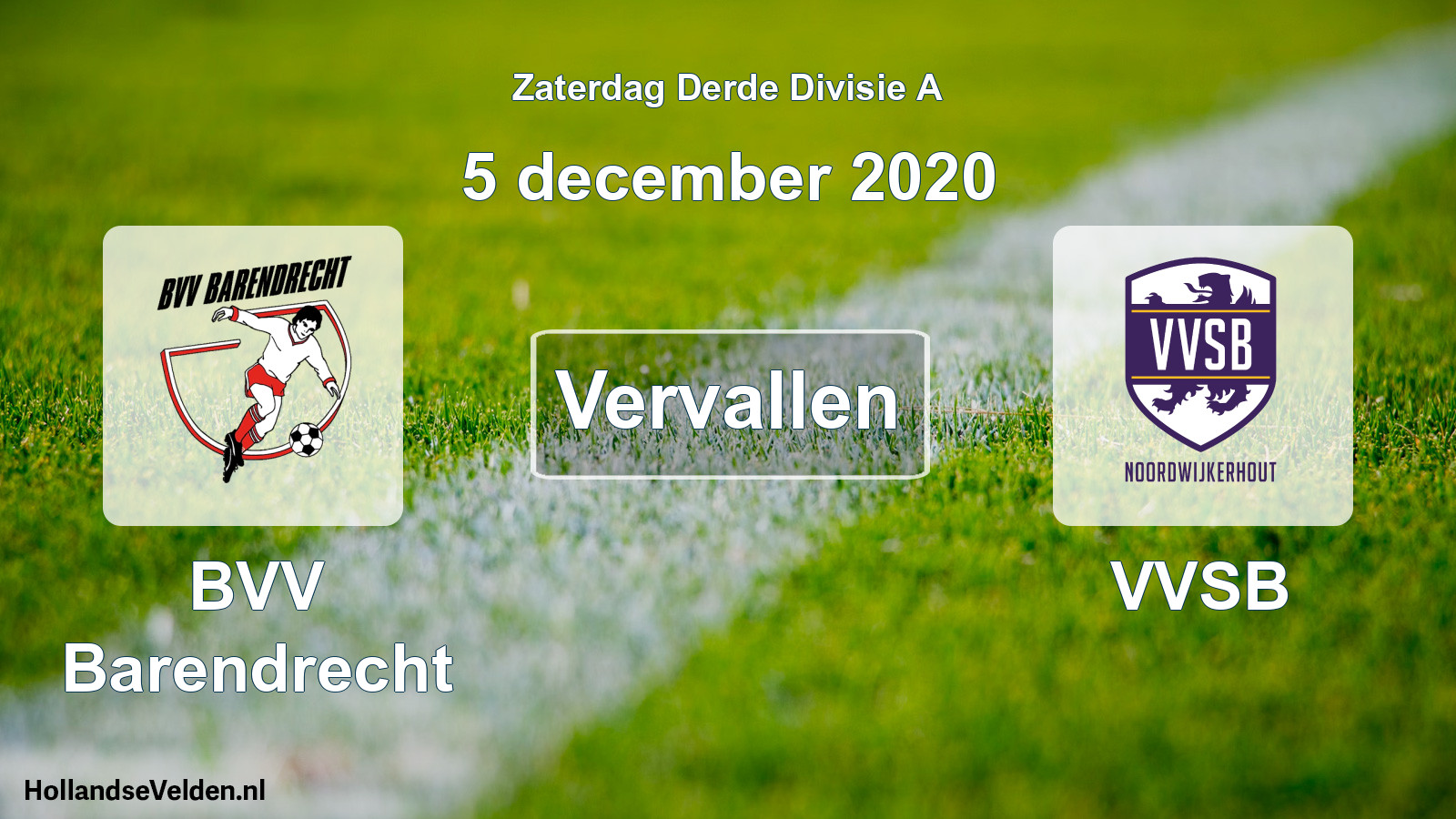 Scheduled Match: BVV Barendrecht - VVSB (5 December 2020)