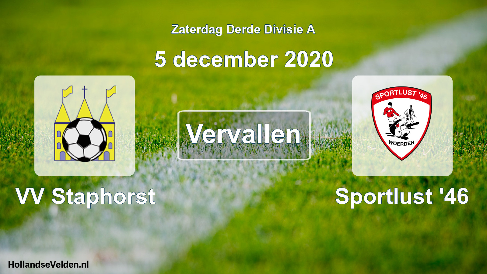 Scheduled Match: VV Staphorst - Sportlust '46 (5 December 2020)