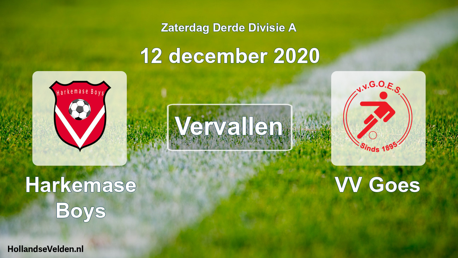 Scheduled Match: Harkemase Boys - VV Goes (12 December 2020)