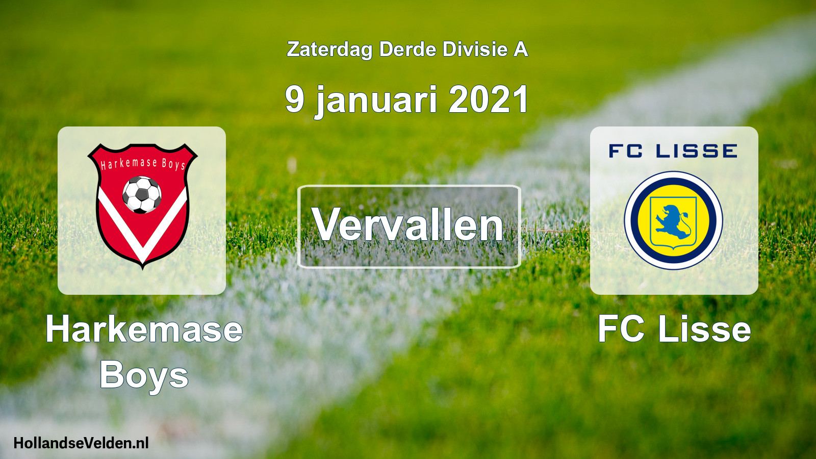 Scheduled Match: Harkemase Boys - FC Lisse (9 January 2021)