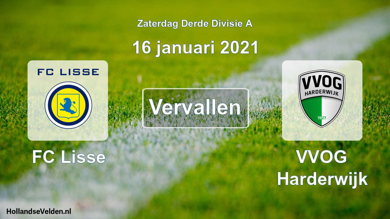 Scheduled Match: FC Lisse - VVOG Harderwijk (16 January 2021)