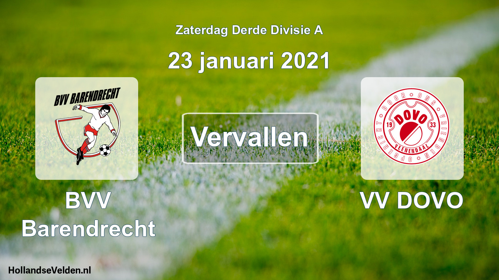Scheduled Match: BVV Barendrecht - VV DOVO (23 January 2021)