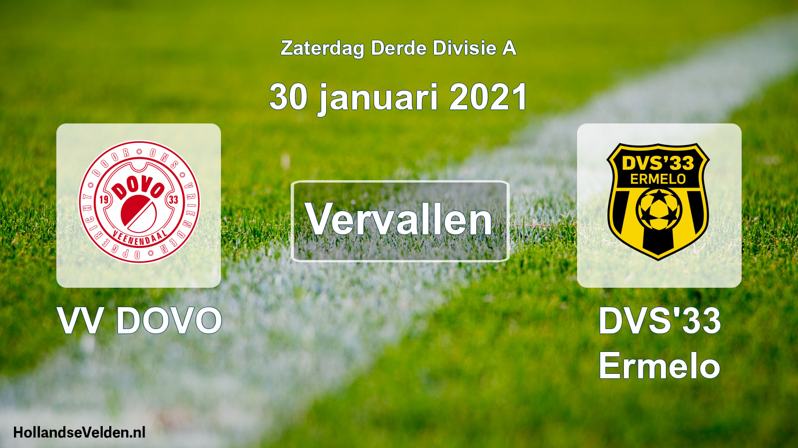 Scheduled Match: VV DOVO - DVS'33 Ermelo (30 January 2021)