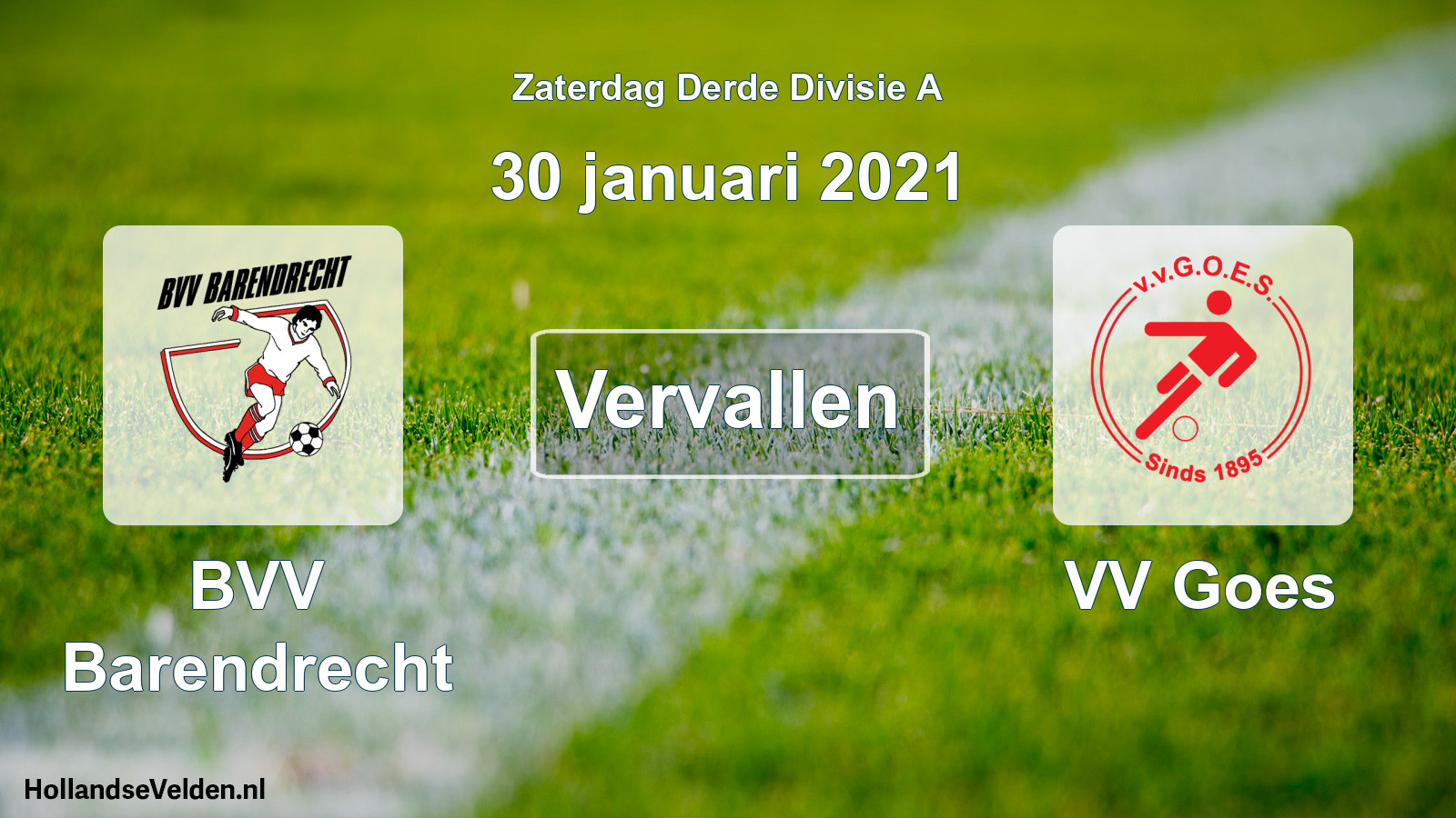 Scheduled Match: BVV Barendrecht - VV Goes (30 January 2021)