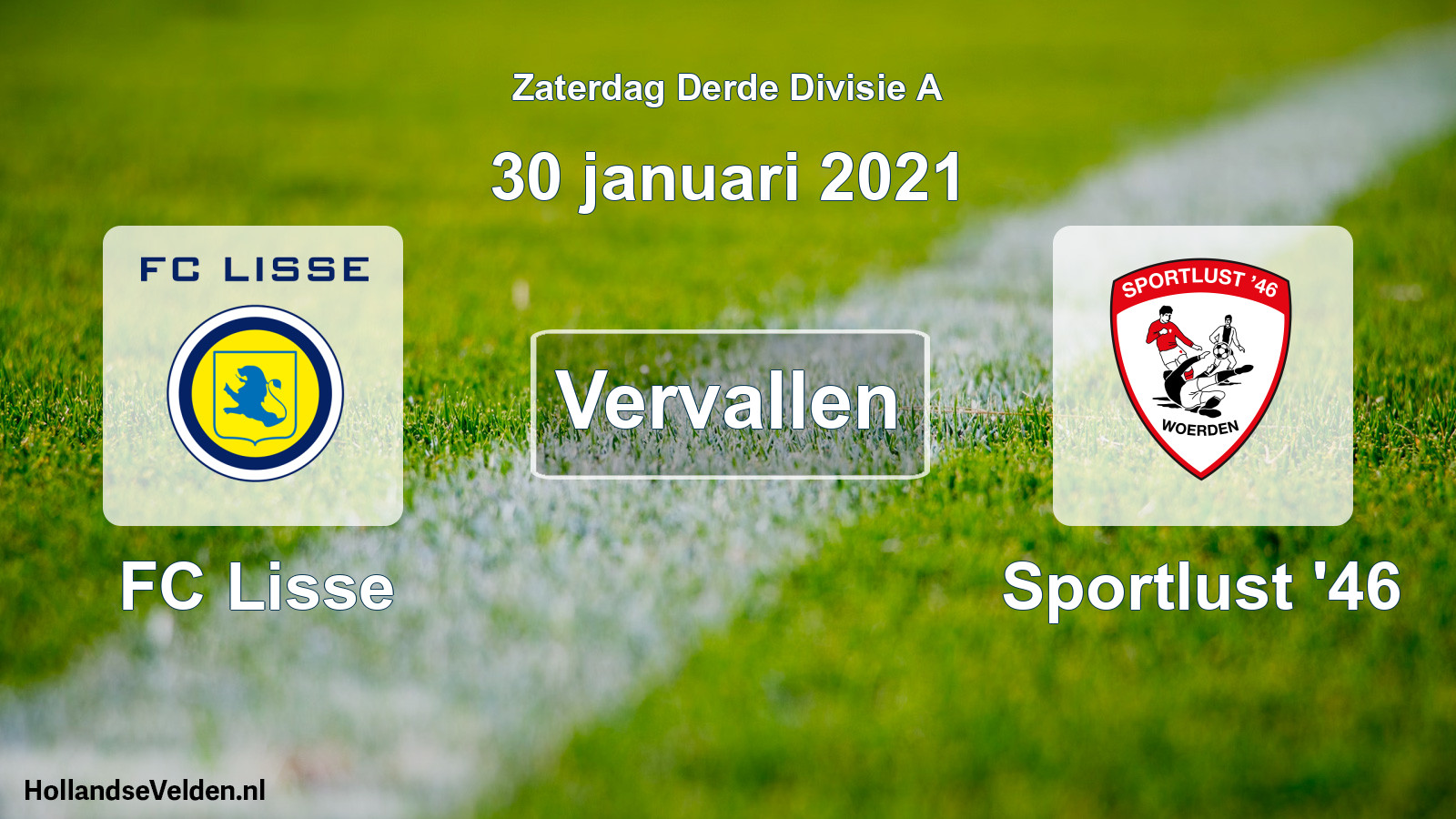 Scheduled Match: FC Lisse - Sportlust '46 (30 January 2021)