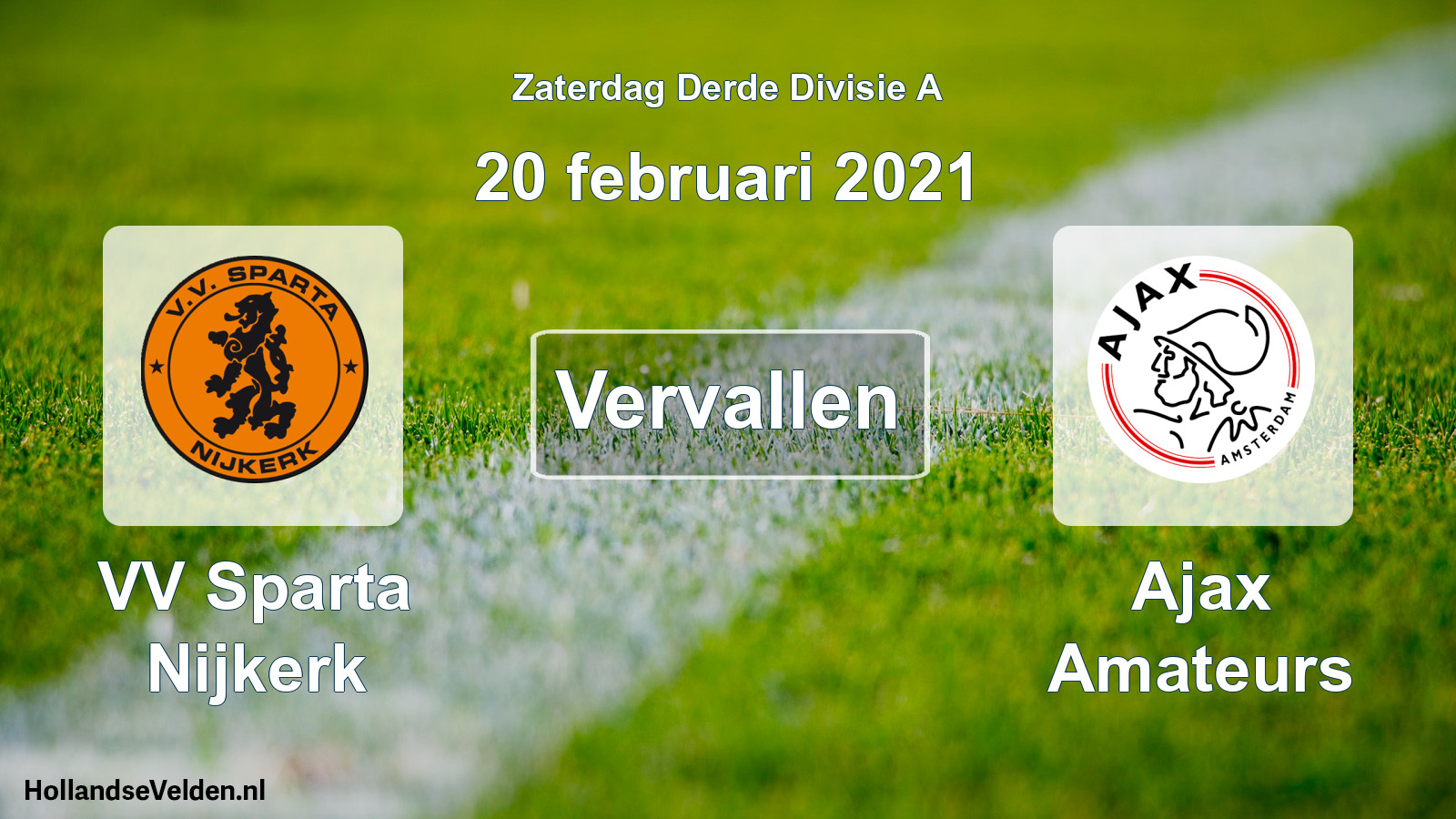Scheduled Match: VV Sparta Nijkerk - Ajax Amateurs (20 February 2021)