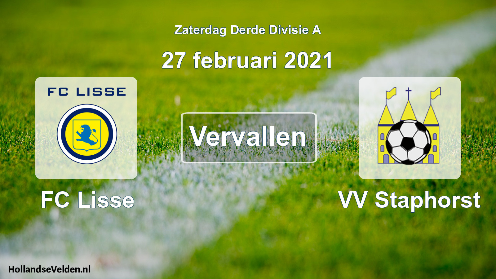 Scheduled Match: FC Lisse - VV Staphorst (27 February 2021)