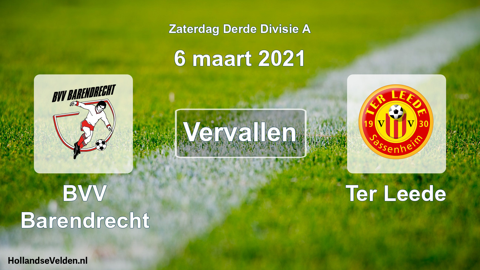 Scheduled Match: BVV Barendrecht - Ter Leede (6 March 2021)