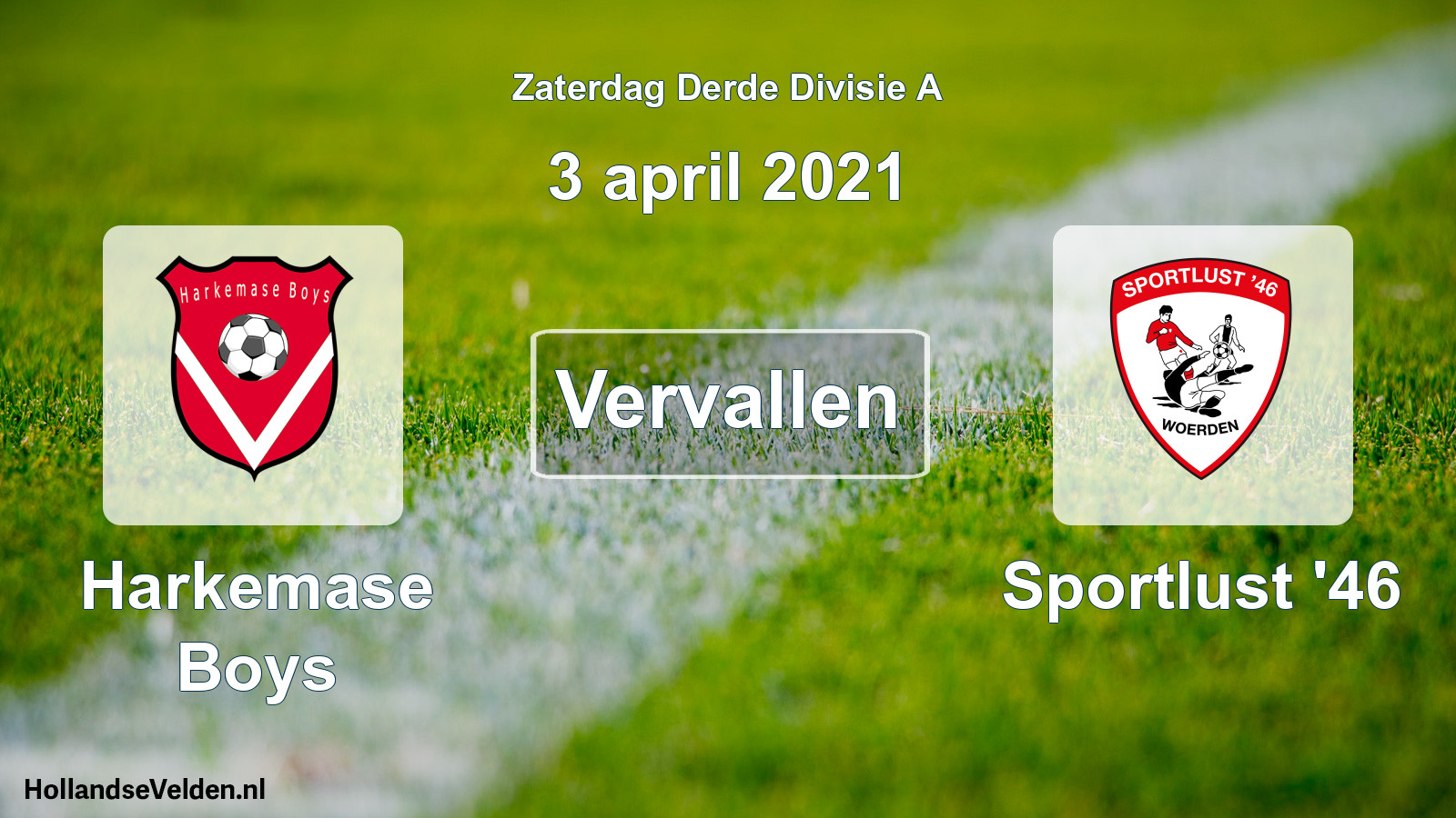 Scheduled Match: Harkemase Boys - Sportlust '46 (3 April 2021)