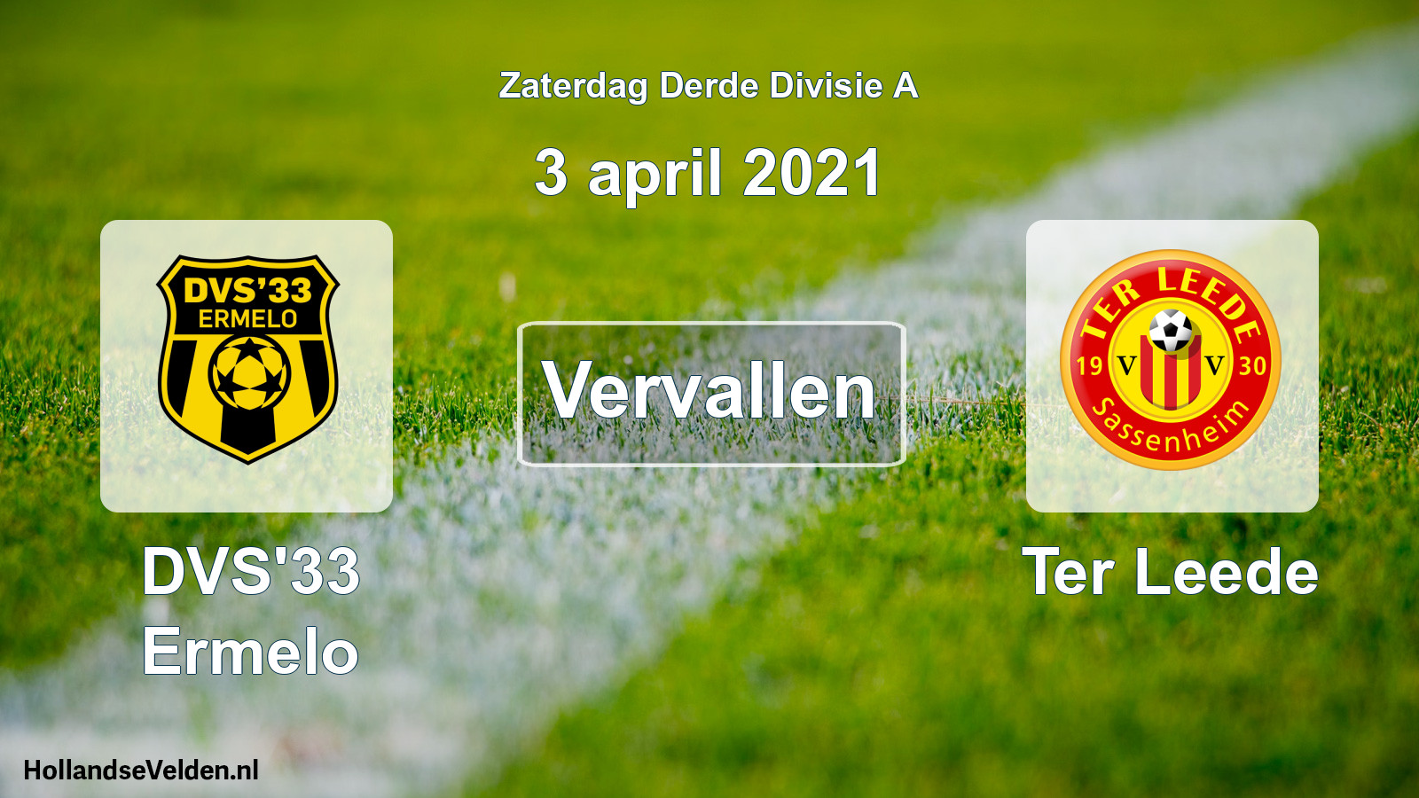 Scheduled Match: DVS'33 Ermelo - Ter Leede (3 April 2021)