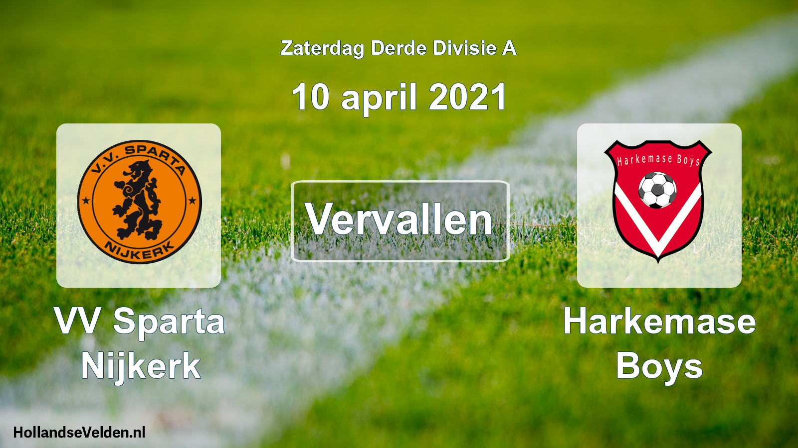 Scheduled Match: VV Sparta Nijkerk - Harkemase Boys (10 April 2021)