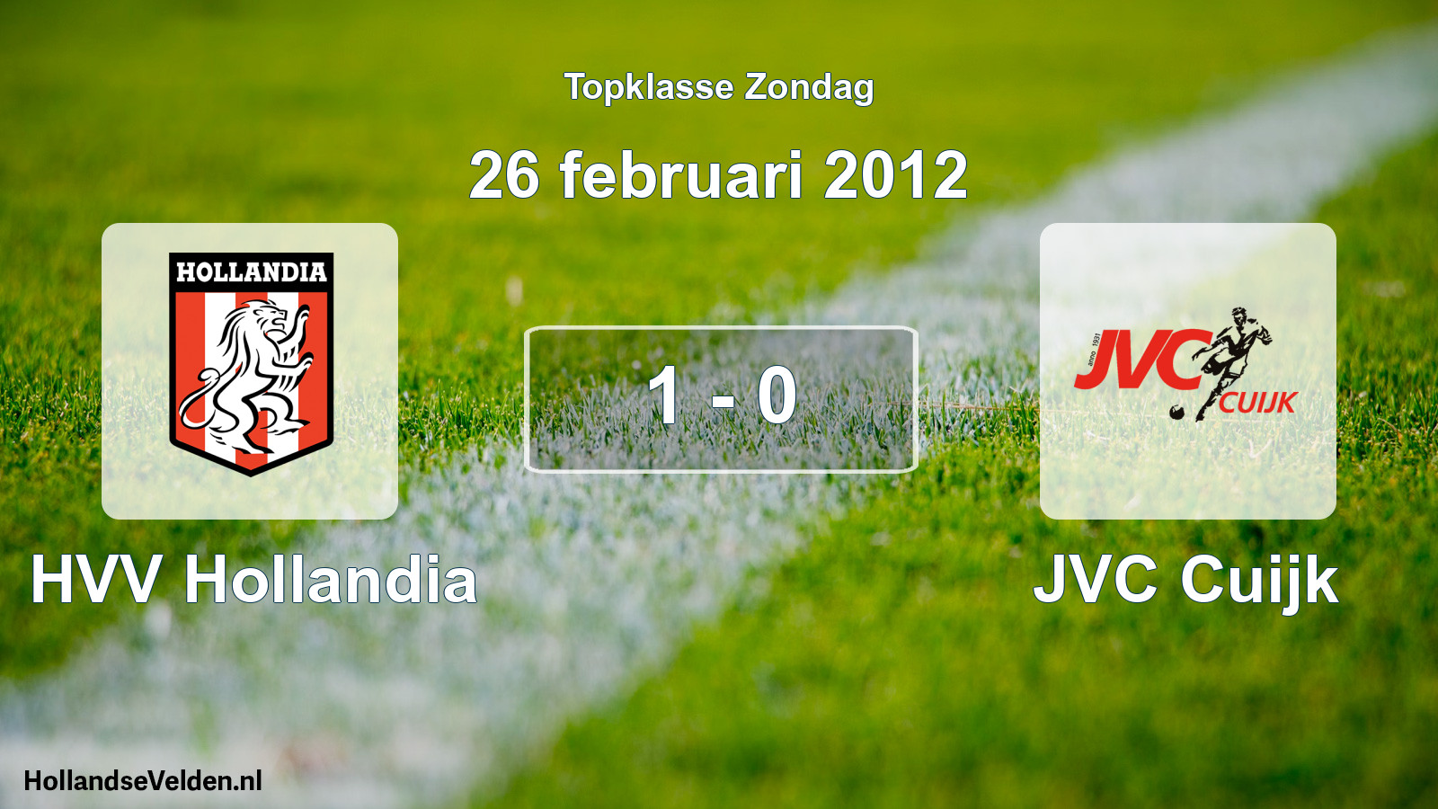 Total number of matches played: HVV Hollandia - JVC Cuijk 1 - 0 (26 February 2012)