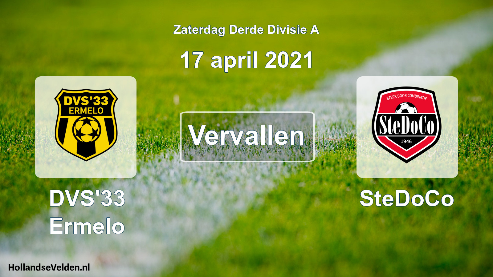 Scheduled Match: DVS'33 Ermelo - SteDoCo (17 April 2021)