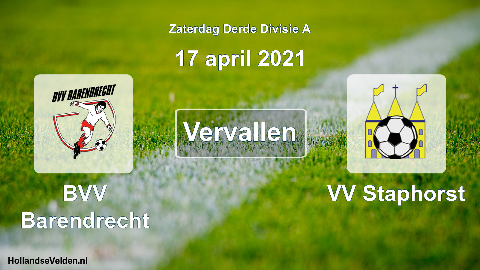 Scheduled Match: BVV Barendrecht - VV Staphorst (17 April 2021)