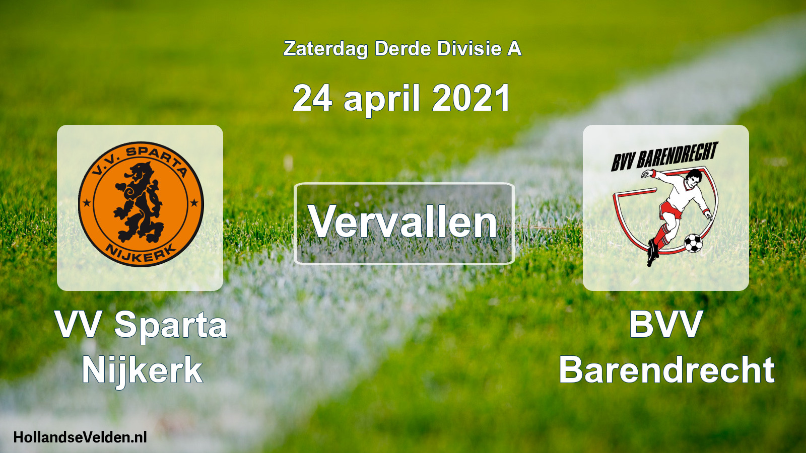 Scheduled Match: VV Sparta Nijkerk - BVV Barendrecht (24 April 2021)