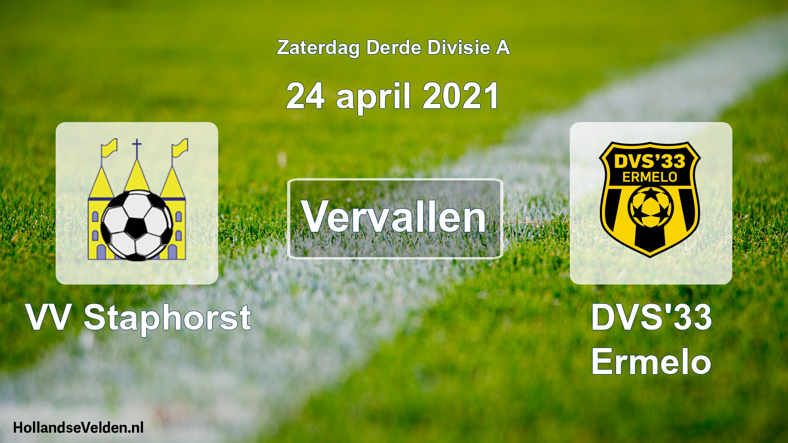 Scheduled Match: VV Staphorst - DVS'33 Ermelo (24 April 2021)