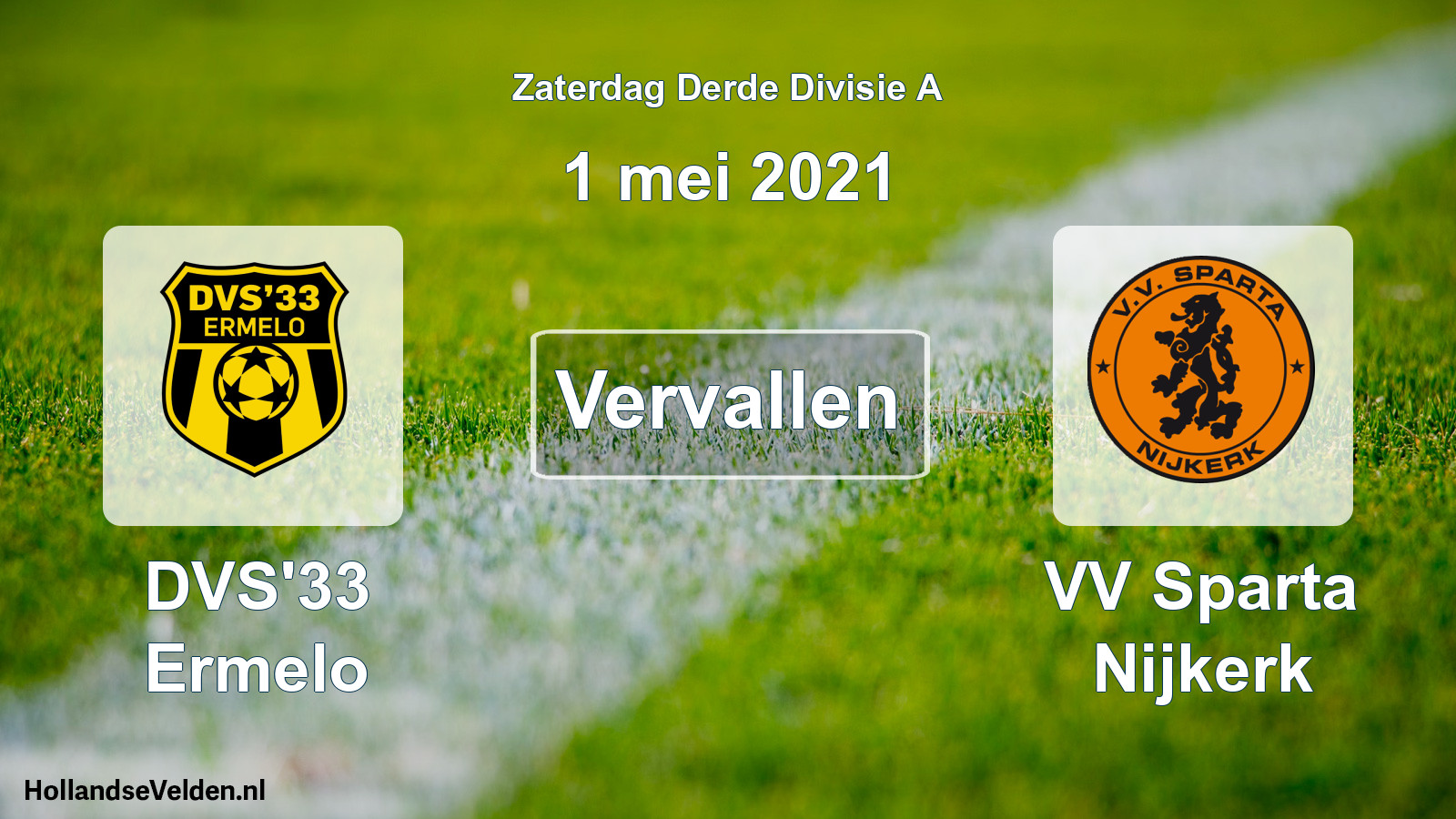 Scheduled Match: DVS'33 Ermelo - VV Sparta Nijkerk (1 May 2021)