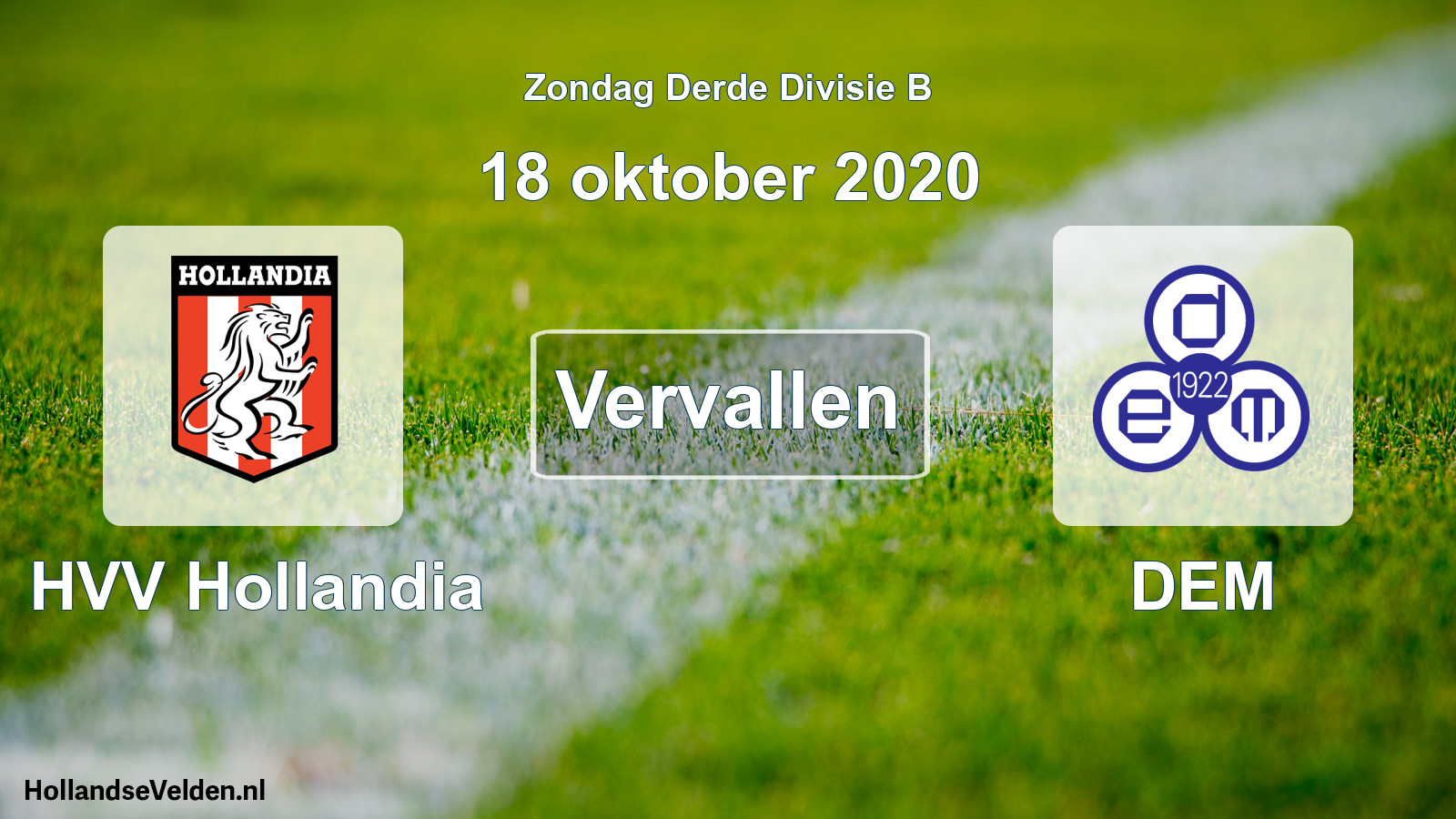 Scheduled Match: HVV Hollandia - DEM (18 October 2020)