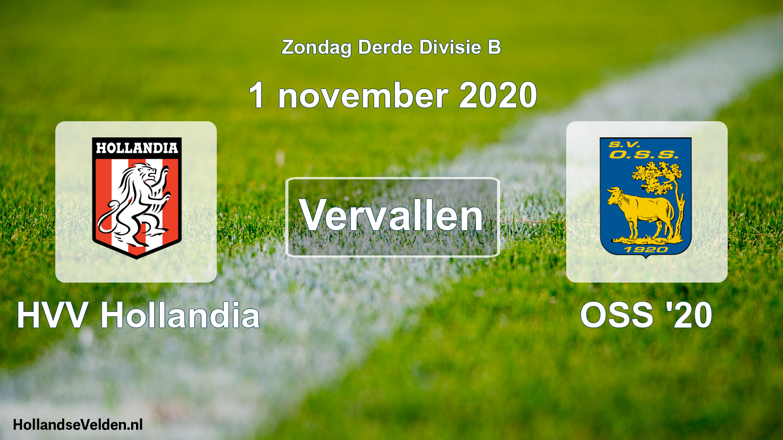 Scheduled Match: HVV Hollandia - OSS '20 (1 November 2020)