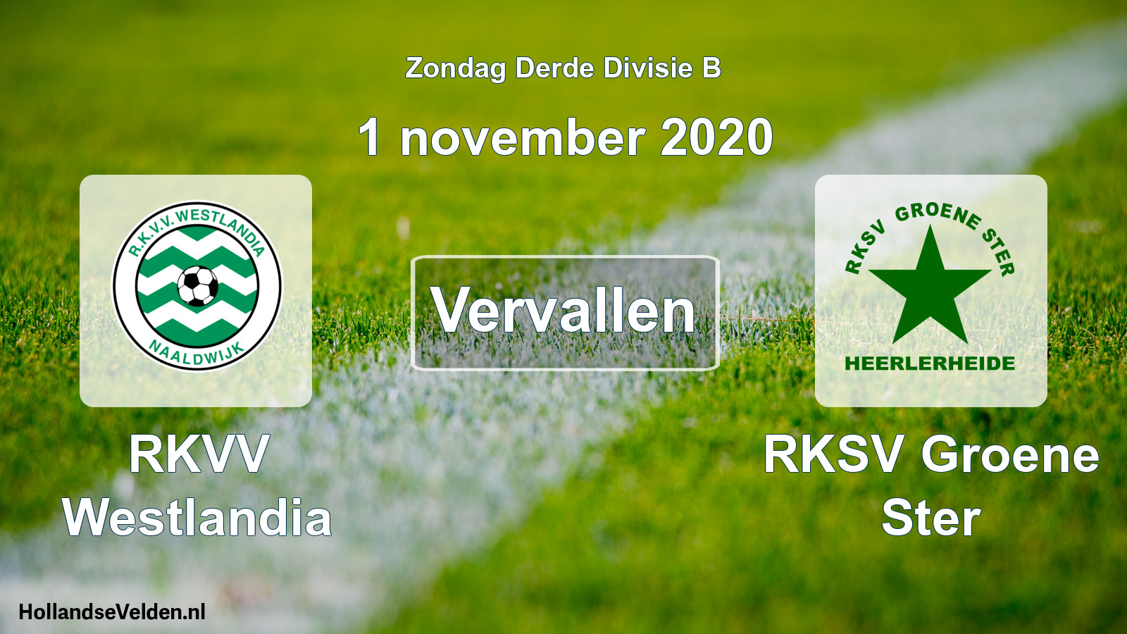 Scheduled Match: RKVV Westlandia - RKSV Groene Ster (1 November 2020)