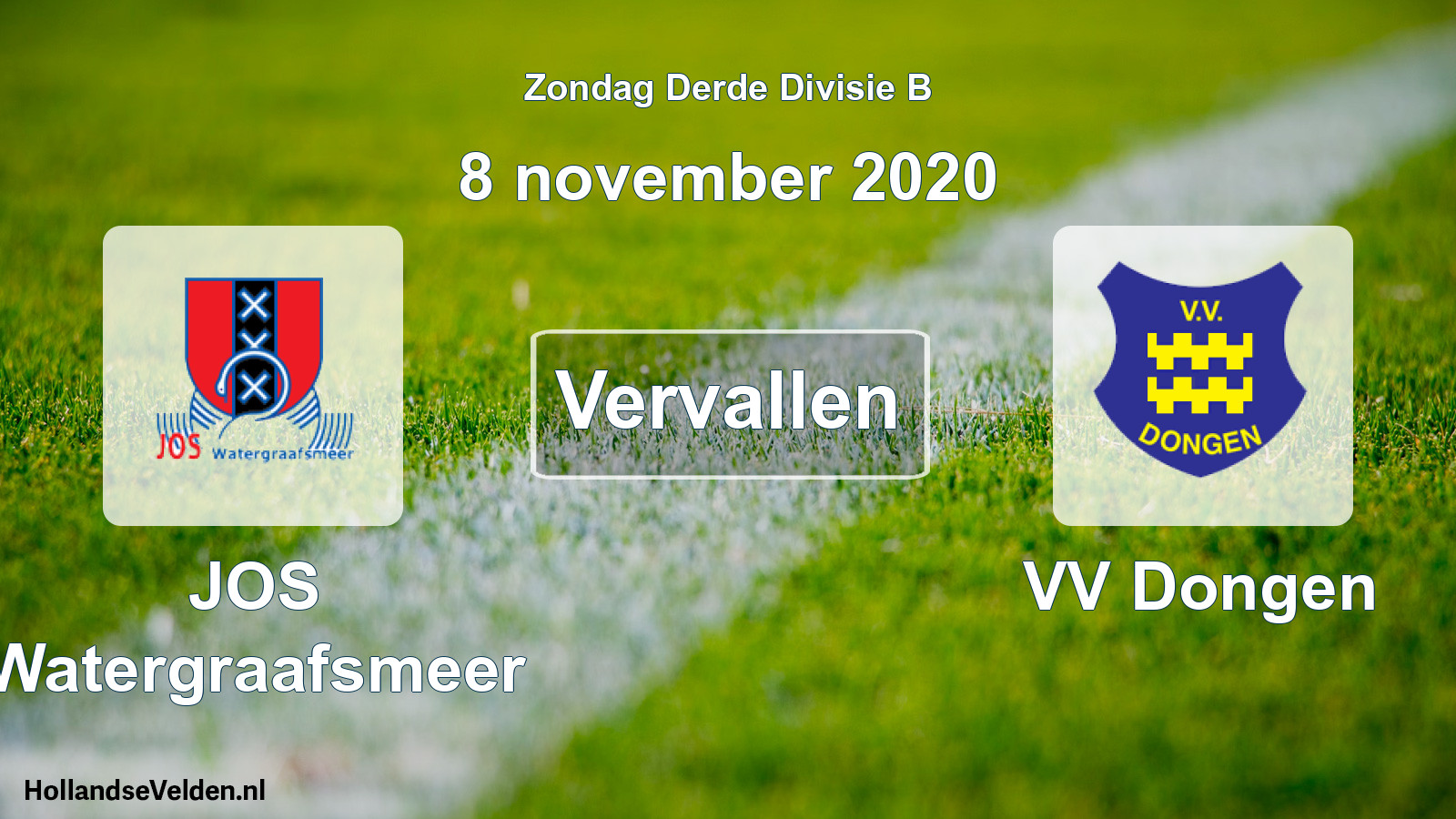 Scheduled Match: JOS Watergraafsmeer - VV Dongen (8 November 2020)