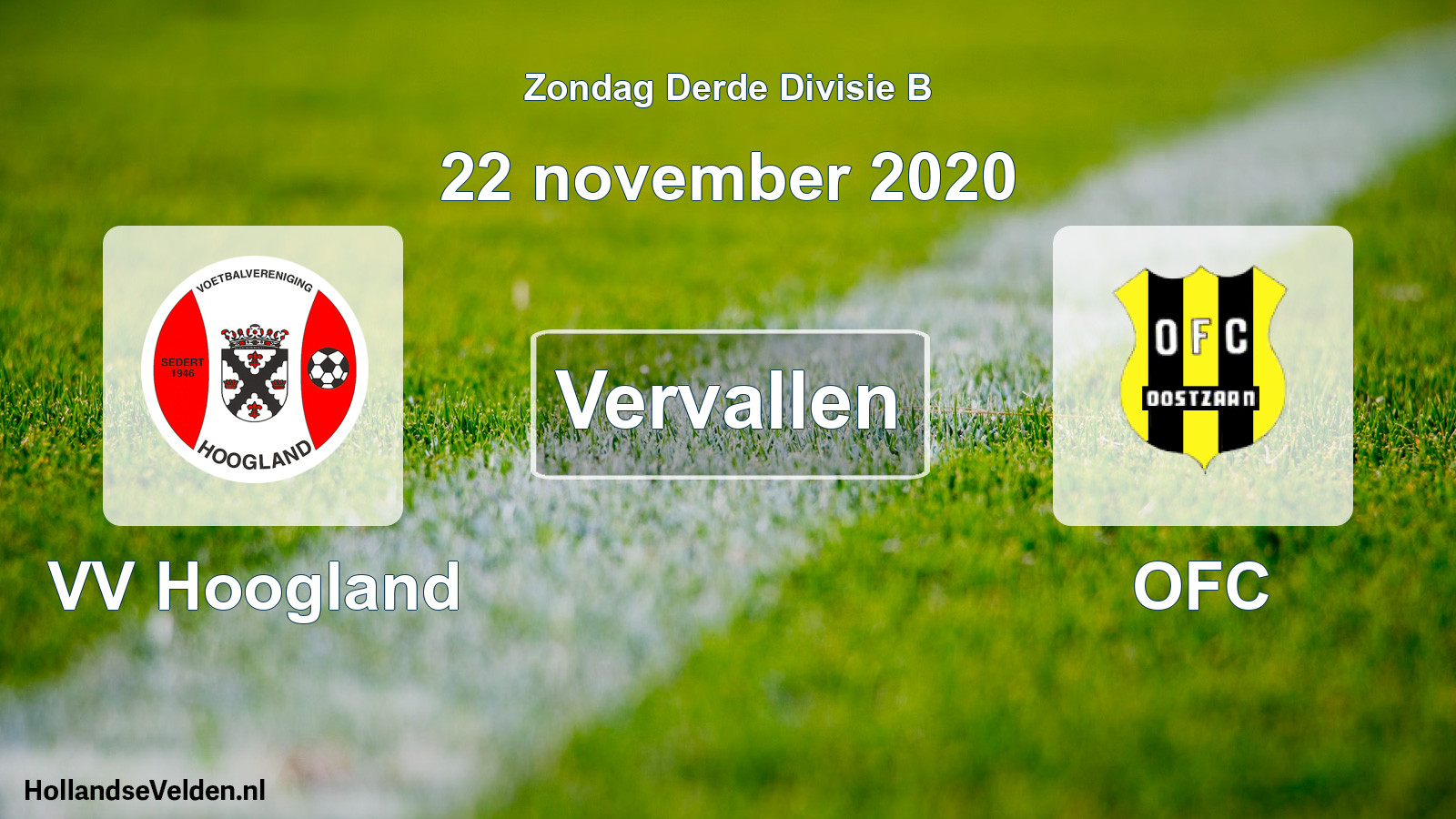 Scheduled Match: VV Hoogland - OFC (22 November 2020)
