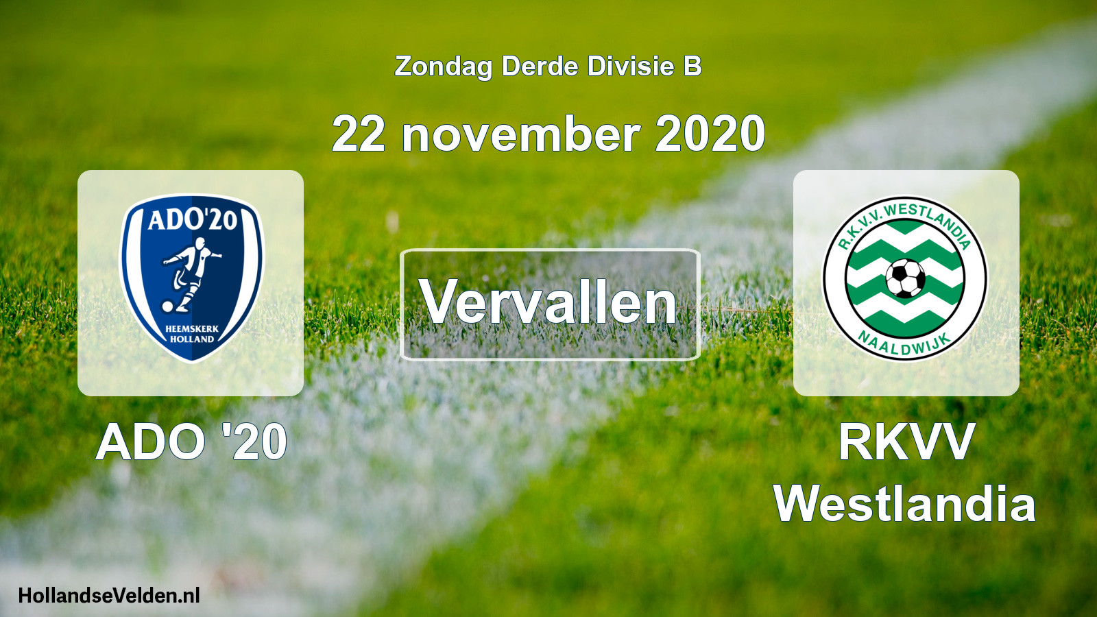 Scheduled Match: ADO '20 - RKVV Westlandia (22 November 2020)