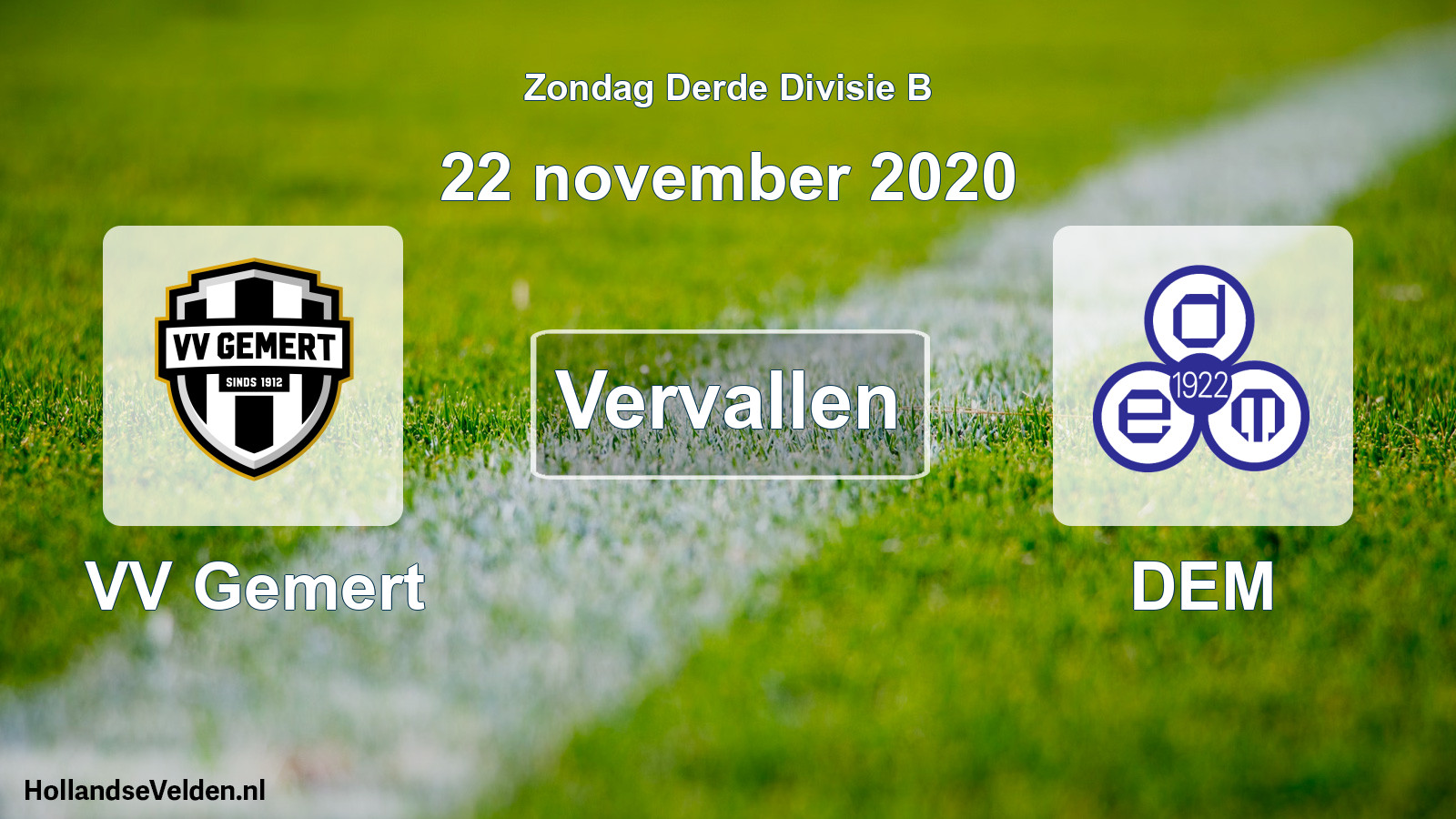 Scheduled Match: VV Gemert - DEM (22 November 2020)