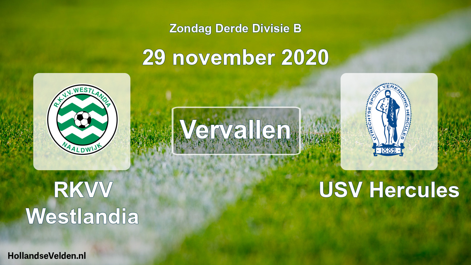 Scheduled Match: RKVV Westlandia - USV Hercules (29 November 2020)