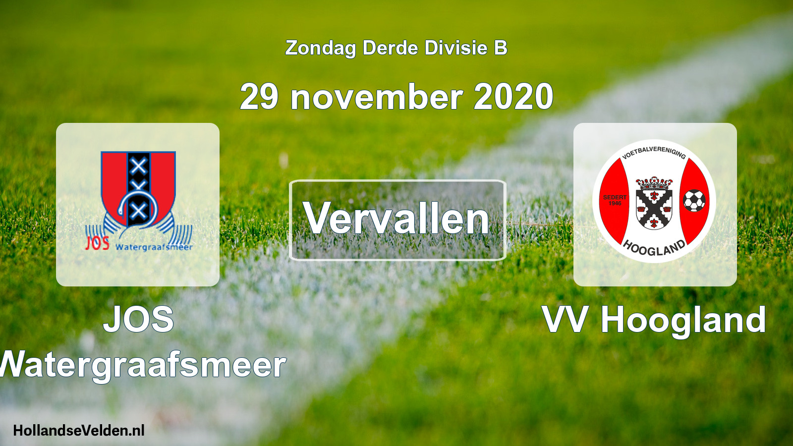 Scheduled Match: JOS Watergraafsmeer - VV Hoogland (29 November 2020)