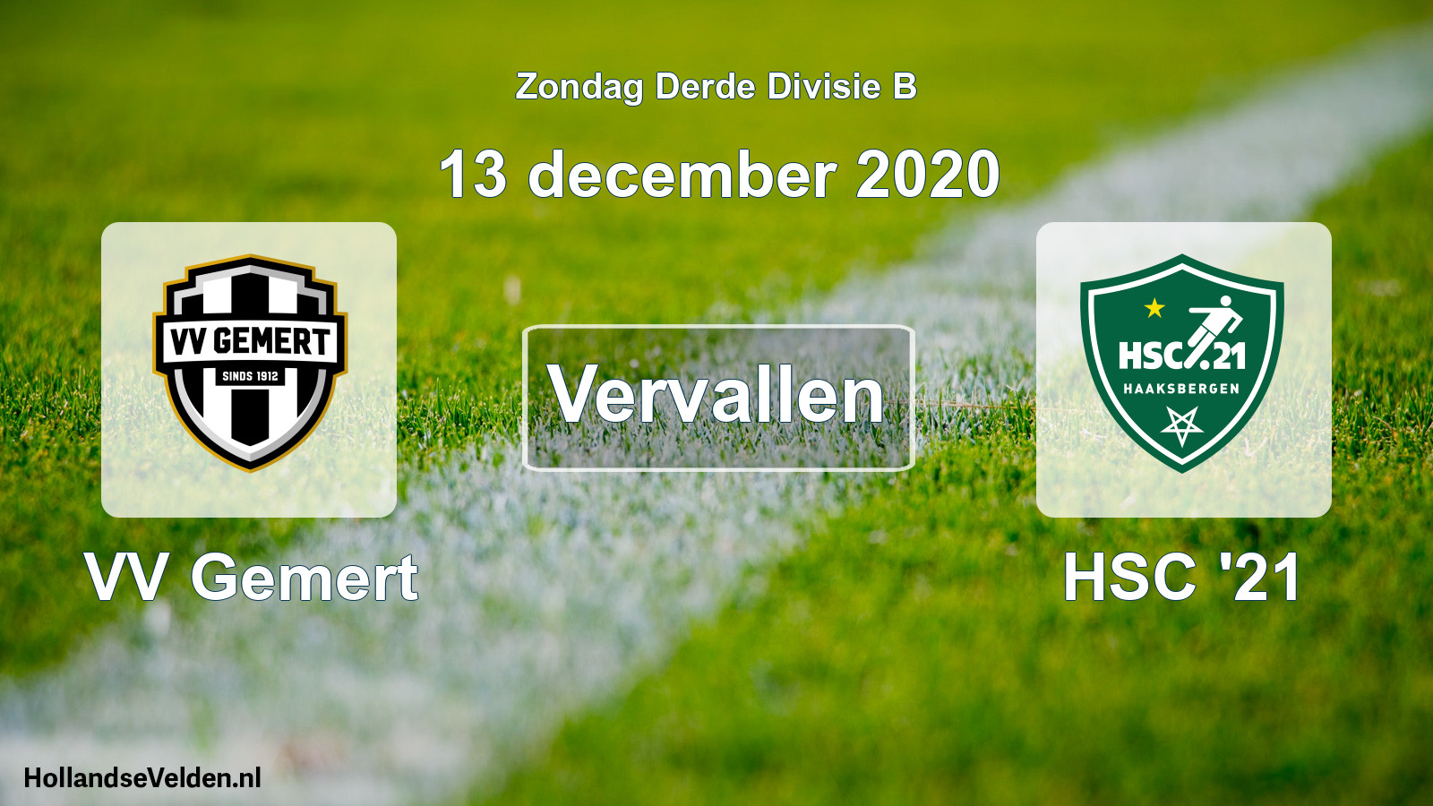 Scheduled Match: VV Gemert - HSC '21 (13 December 2020)