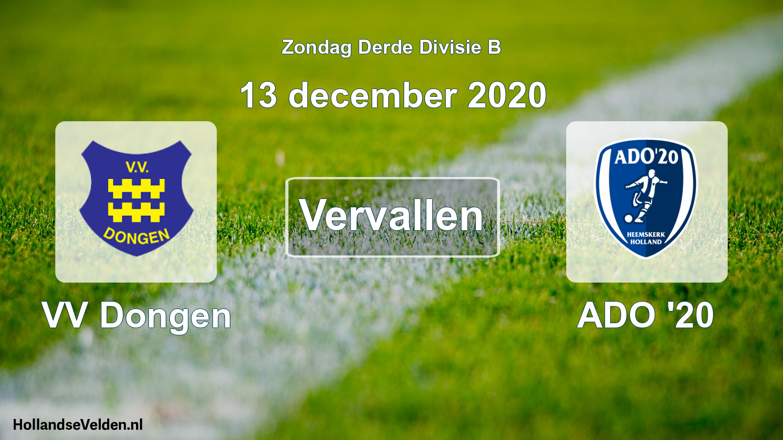 Scheduled Match: VV Dongen - ADO '20 (13 December 2020)