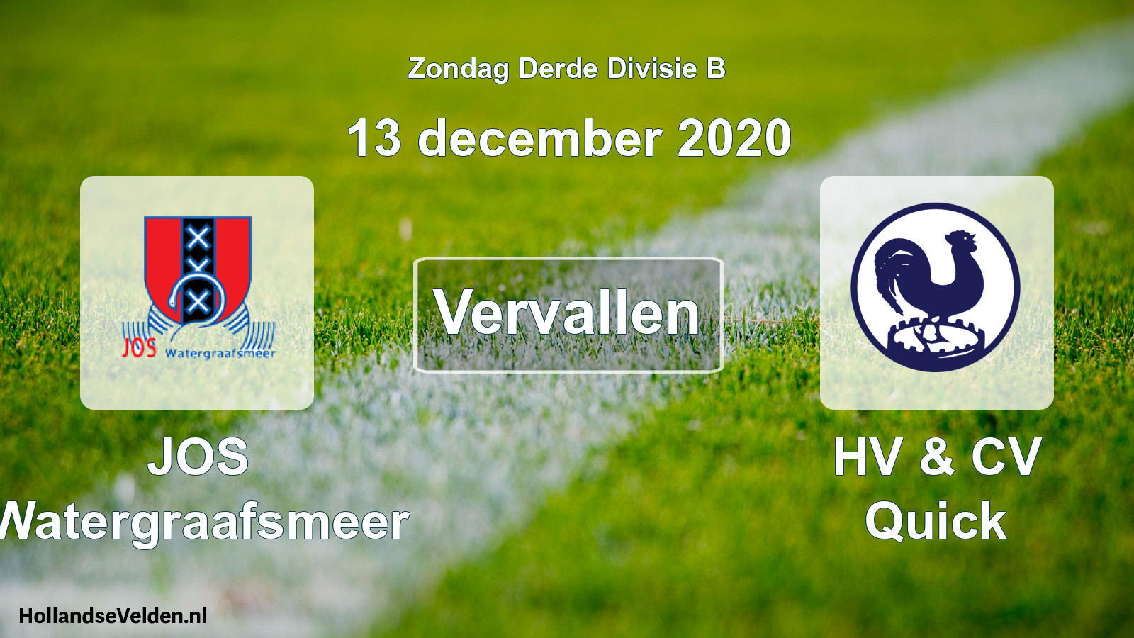 Scheduled Match: JOS Watergraafsmeer - HV & CV Quick (13 December 2020)