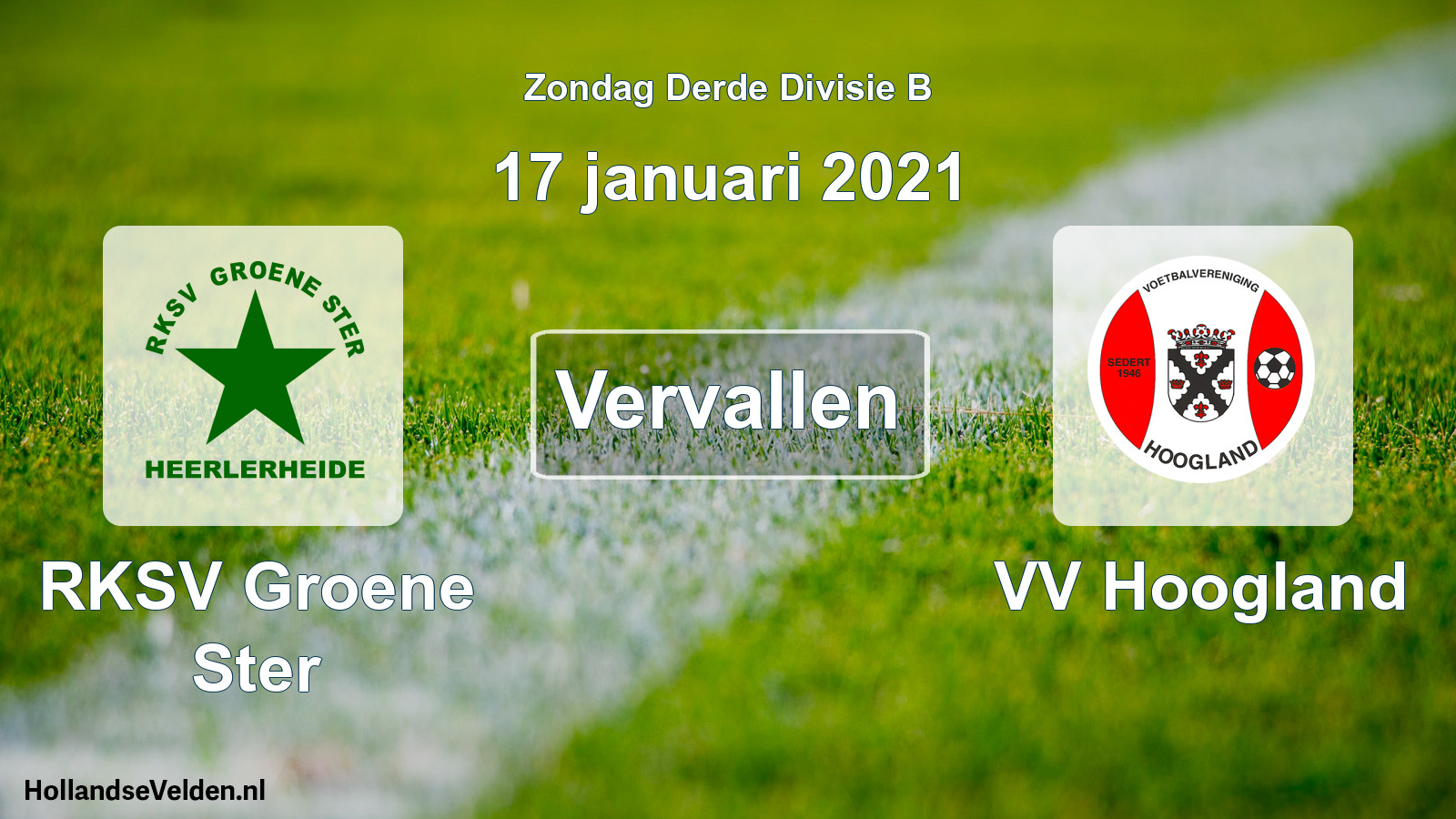 Scheduled Match: RKSV Groene Ster - VV Hoogland (17 January 2021)