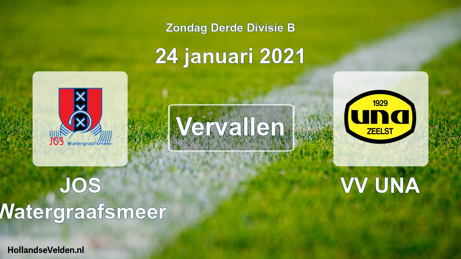 Scheduled Match: JOS Watergraafsmeer - VV UNA (24 January 2021)