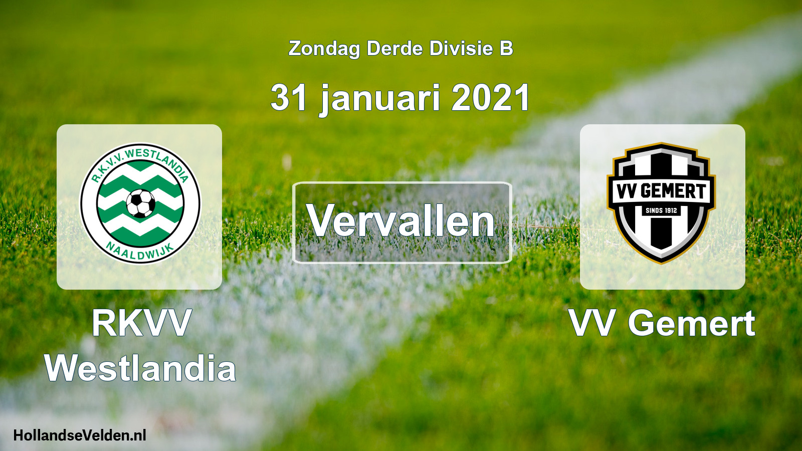 Scheduled Match: RKVV Westlandia - VV Gemert (31 January 2021)