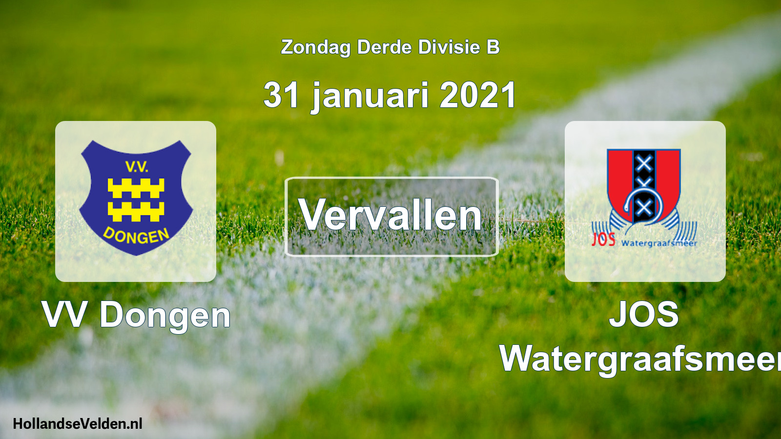 Scheduled Match: VV Dongen - JOS Watergraafsmeer (31 January 2021)