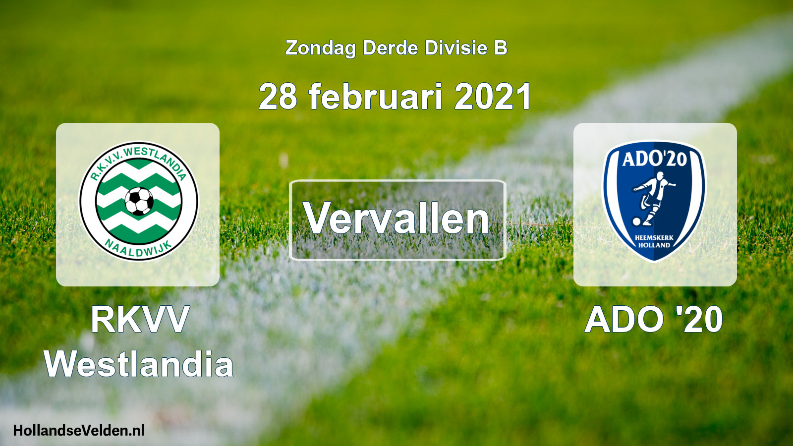 Scheduled Match: RKVV Westlandia - ADO '20 (28 February 2021)