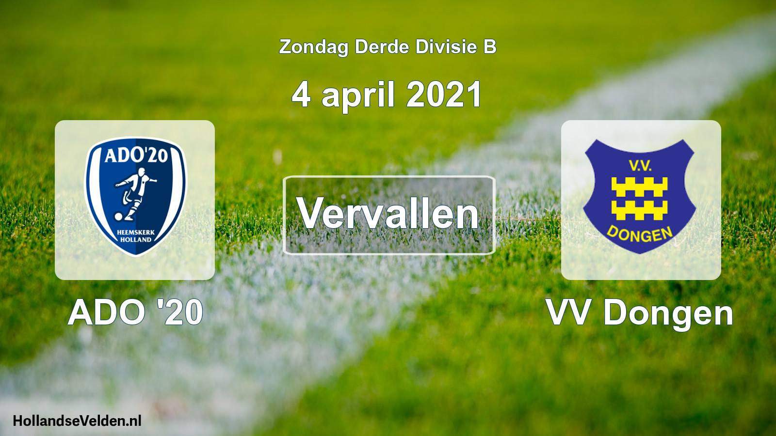 Scheduled Match: ADO '20 - VV Dongen (4 April 2021)