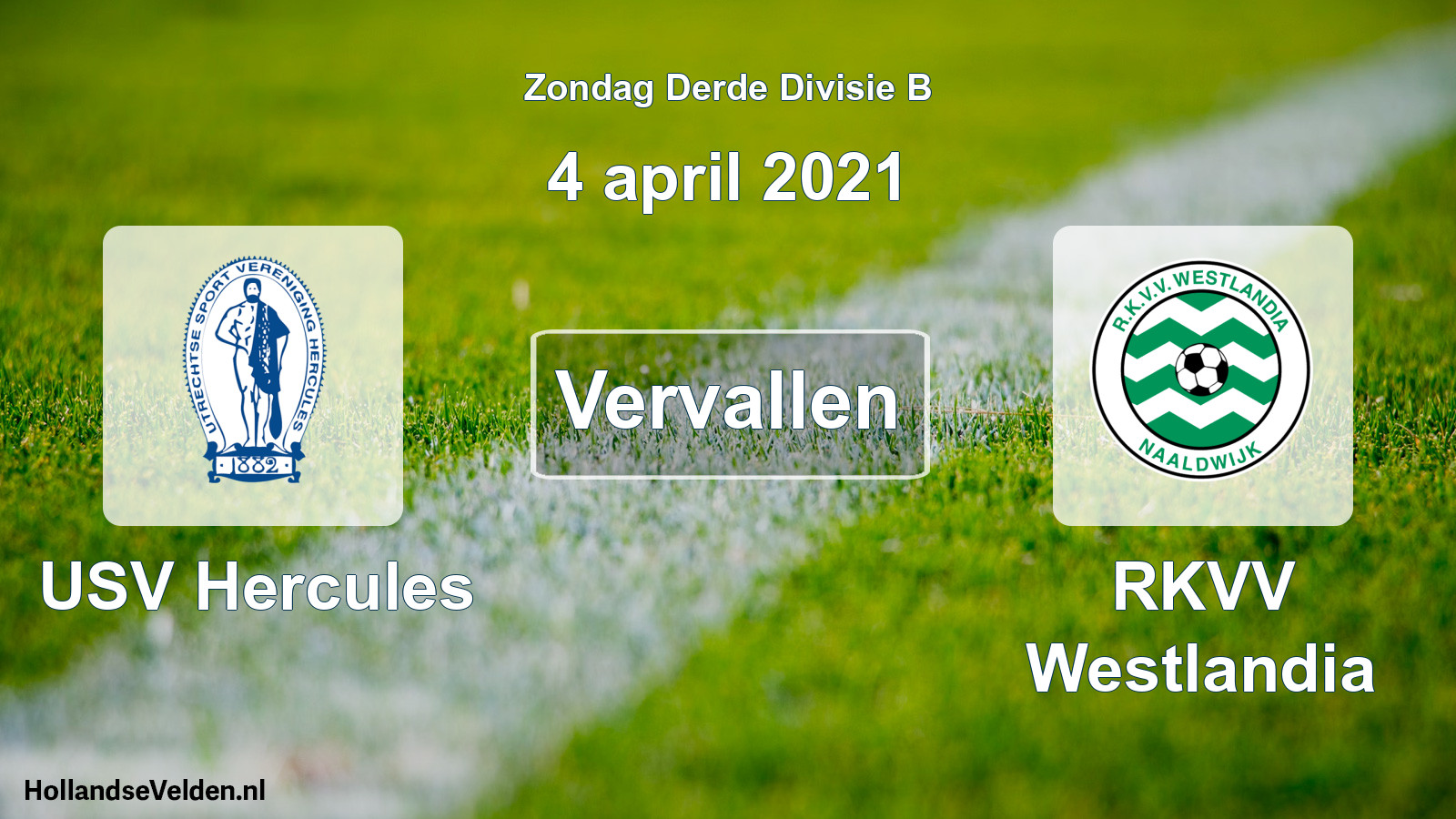 Scheduled Match: USV Hercules - RKVV Westlandia (4 April 2021)