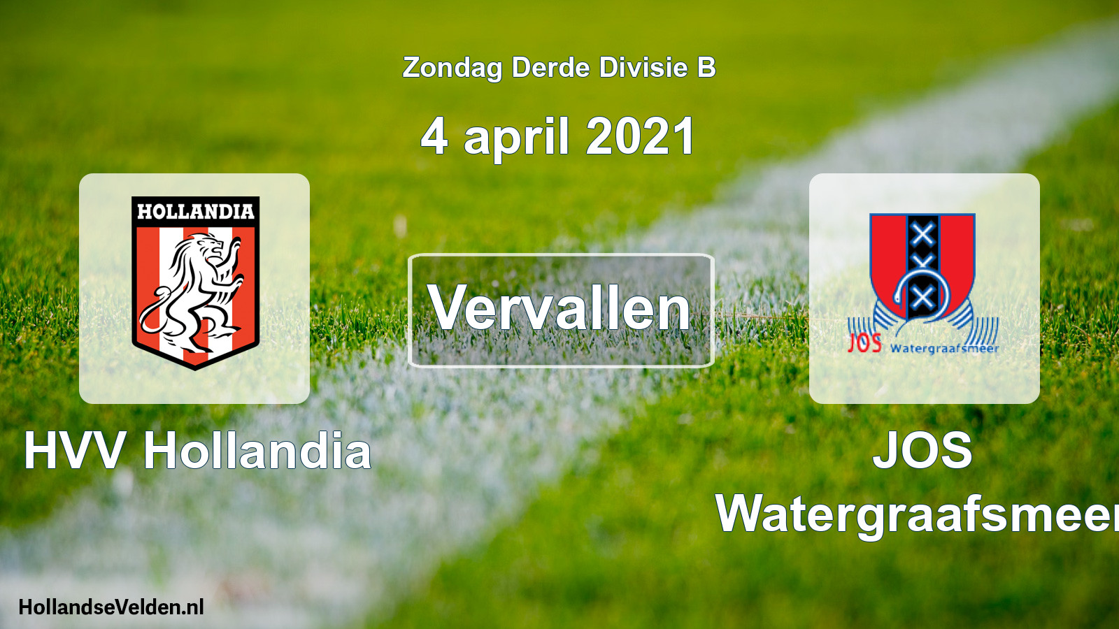 Scheduled Match: HVV Hollandia - JOS Watergraafsmeer (4 April 2021)