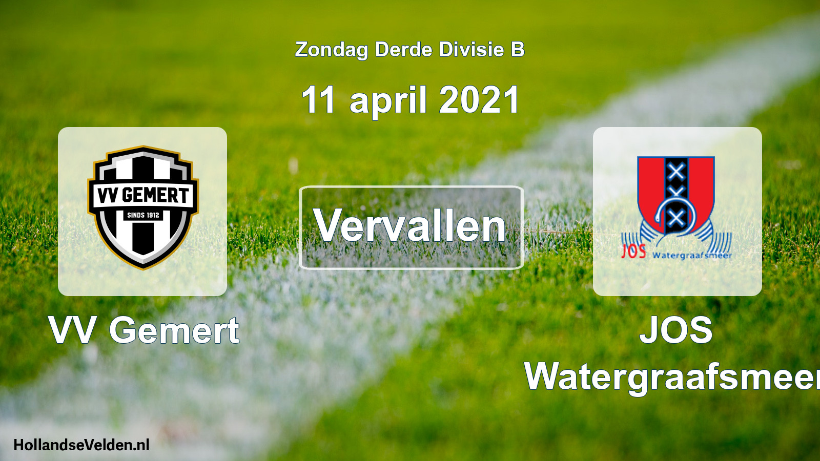 Scheduled Match: VV Gemert - JOS Watergraafsmeer (11 April 2021)