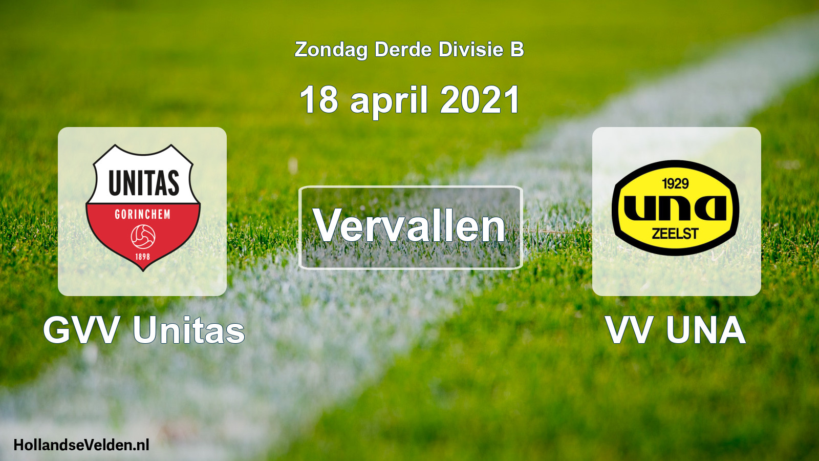 Scheduled Match: GVV Unitas - VV UNA (18 April 2021)